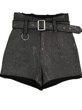 Gritty Soul High Rise Embellished Shimmery Stretch Short Size L